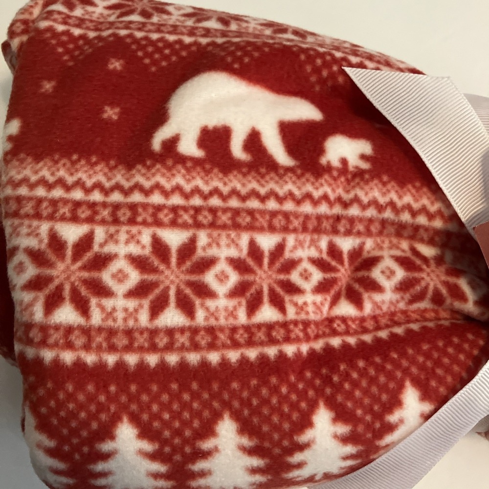 WONDERSHOP MENS CHRISTMAS PAJAMA PANTS RED FLEECE 2X POLAR BEAR FLAKES TREE C530